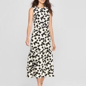 Who What Wear Dotted Sleeveless Midi Dress, Women's Size XS